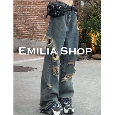[ส่งของ]EMILIA SHOP กางเกงขายาว กางเกงเอวสูง สไตล์เกาหลี 2023 ใหม่ ES220134