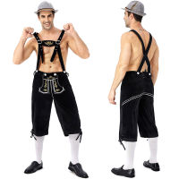 (ร้อน) บาวาเรีย lederhosen สายรัดกางเกงสำหรับผู้ชายแบบดั้งเดิม O ktoberfest เครื่องแต่งกายเบียร์เทศกาลชายคอสเพลย์ชุดฮาโลวีนปาร์ตี้