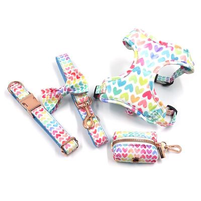 Colorful Dog Walking Harness Pet Collar Leash Bow Garbage Bag Set Dogs Accessoires Dog Leash and Collar Cat Accessories Leashes