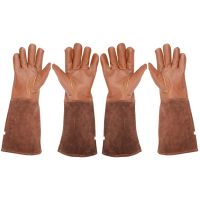 2 Pairs Rose Pruning Gloves For Men And Women Extra Long Breathable Goatskin Leather Gardening Gauntlet Gloves, M &amp; XL