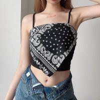 COD DSFERTRETRE Ready Stock Women Bohemia Pinrt Spaghetti Strap Tops Sexy Cropped Sleeveless Tank Tops