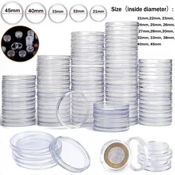 Bangcool 50 Pcs Coin Holders, Acrylic Coin Capsules, Transparent Coin Collection Case, Mini Coin Container, 1.6 Inches Round Coin Storage Box, Coin Collection