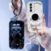 ปลอกสำหรับ Samsung Galaxy S23 FE A05 A05s M34 5G เคส Phone Case โทรศัพท์รูปตัวการ์ตูนน่ารักนักบินอวกาศพร้อมสร้อยข้อมือซิลิโคนปกป้องเลนส์กรอบหลังนิ่มกันกระแทก