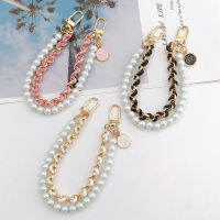 Phone Metal Case Diy Accessory Double Chain Pearl