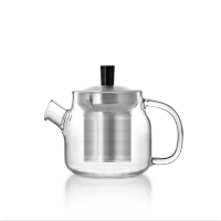 High Borosilicate Stainless Steel Infuser Tea Pot Glass Teapot