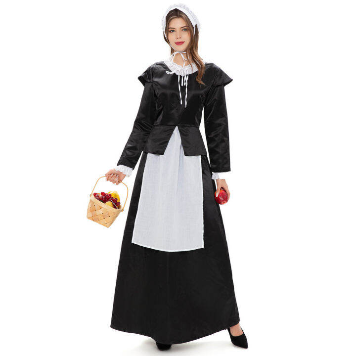 Halloween Women's Clothing European Manor Maid Costume Vintage Garden Maid Costume Long Skirt