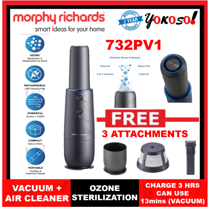 MORPHY RICHARDS 732PV1 PORTABLE VACUUM CLEANER + AIR CLEANER / USB CHARGING PORT / BUILT IN