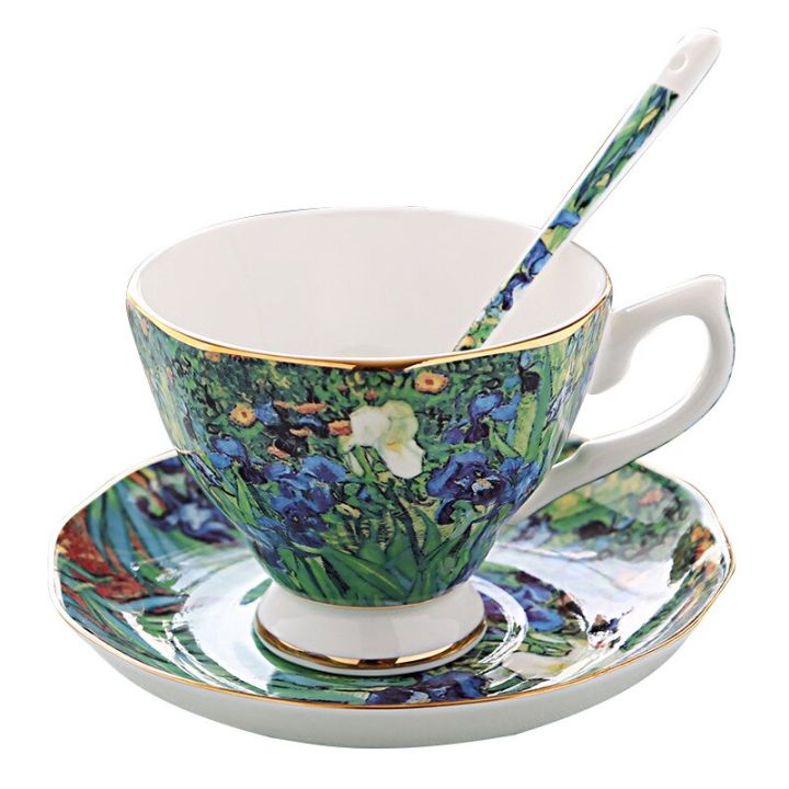 van-gogh-ภาพวาด-star-กาแฟ-porcelain-ถ้วยและจานรองชุดเซรามิค-ware-bone-china-ภาษาอังกฤษถ้วยชายามบ่ายและชุดช้อนจาน