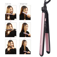 Professional 2 in 1 Hair Straightener Hair Curling Iron Curler Ceramic Hair Flat Iron Temperature Adjustable Styling Tool