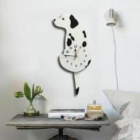 Animal Shaped Picture Wall Clock Swinging Tail Pendulum Cat/Dog Clock Home Decor