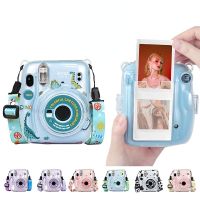 สำหรับ Instax Mini11กระเป๋าภาพถ่ายกล่องเก็บโปร่งใสกรณีคริสตัลกรณีสายคล้องสติ๊กเกอร์สามชิ้นชุด