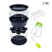 9pcs/set 6/7/8 Inches Air Fryer Accessories Kitchen Pizza Tray Grill Toast Rack U50A