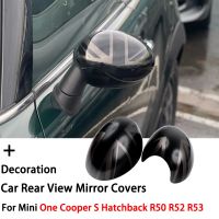 For Mini One Cooper S Hatchback Convertible R50 R52 R53 The Black Flag Rear View Mirror Covers Car Decoration Auto Accessories