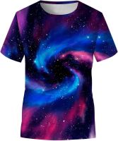 Galaxy T Shirt for Kids Summer Short Sleeve Printed Tees Round Neck Fashion Tops Kids Casual Clothes for Boys Girls