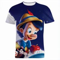 เสื้อยืดลำลองแขนสั้น เสื้อยืด 3 มิติผู้ชายผู้หญิง Pinocchio Xs-5xl 2023 new popular