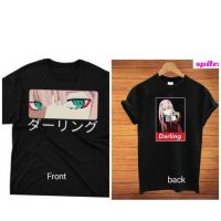 2023 NewDarling ใน Franxx อะนิเมะฮาราจูกุศูนย์สองสาวสวยพิมพ์เสื้อยืดผู้ชายท็อปส์หลวมฤดูร้อนแขนสั้นเก๋ชายเสื้อยืด