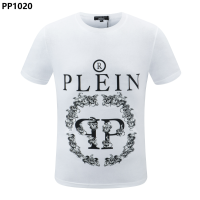 ที่มีคุณภาพสูงผู้ชาย Philipp Plein พิมพ์กะโหลกกระดูกงูจดหมายผ้าฝ้ายแขนสั้นเสื้อยืด PP เสื้อเย็นประเดิม