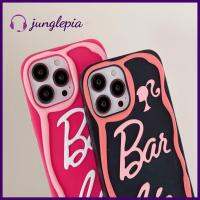 JUNGLEPIA เคสโทรศัพท์ซิลิกาเจลพร้อมจี้ตุ๊กตาอนิเมะตุ๊กตาบาร์บี้อุปกรณ์เสริมโทรศัพท์เคสโทรศัพท์ขอบครีมทันสมัยกันตกสำหรับผู้หญิง iPhone