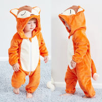 0-36เสื้อผ้าทารกชิ้นเดียว Romper Fox Onesie Jumpsuit สำหรับเด็กคอสเพลย์ชุดนอนมีฮู้ดสัตว์ผ้าสักหลาดขนาดพิเศษคลานเครื่องแต่งกาย