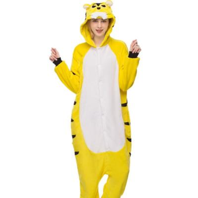 เสือเหลืองชุดนอนชุดนอนสัตว์คอสเพลย์สักหลาด Pijama ฤดูหนาวที่อบอุ่นคืนสวมชุดนอนชุด