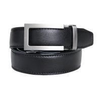 {EDDLYT} Men Designer Luxury Automatic Buckle Belt Classic Leather Trendy Sliding Ratchet Belts Male Waist Black Blue 3.0Cm Width