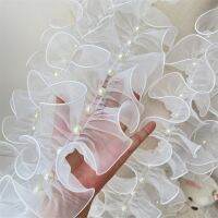 Ruffles Lace Fabric Beaded 11cm Wide White Luolita Dress Cosplay Handicraft Garments Diy Supply Home Deocr Sewing Ribbons 1yard