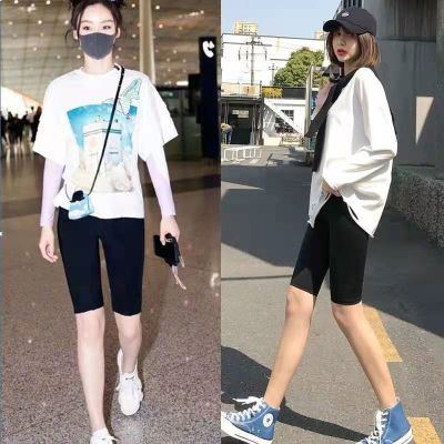 The New Uniqlo spring and summer sharkskin five-point pants womens outerwear high-waist slim yoga barbie bottoming shorts thin tight safety pants