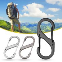 10pcs S Type Stainless Steel Carabiner With Lock Mini Keychain Hook Anti-Theft Outdoor Camping Backpack Buckle Key-Lock Tool