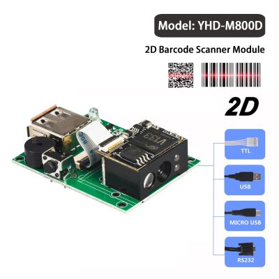 YHDAA Arduino 2D Mini Raspberry Pi Barcode Scanner Embedded 1D QR Bar Code Reader Module with RS232/USB/TTL/Micro USB interface