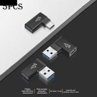 NYBHIA 5pcs แล็ปท็อปพีซี ขั้วต่อ USB C 90องศาองศา USB 3.0เป็น Type-C อะแดปเตอร์ OTG ตัวแปลงสัญญาณ 10กิกะบิต