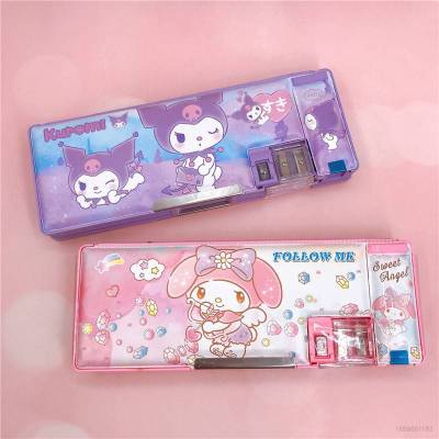 Sanrio Kuromi mymelody Cartoon cute stationery box student double-sided pencil case multifunctional large capacity