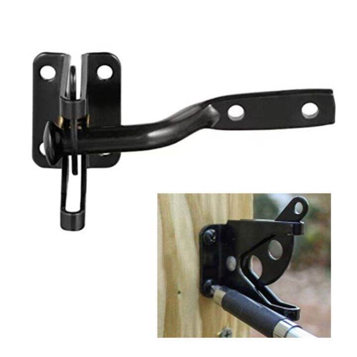 AINMOD with Screws Fence Gate Catch Automatic Self Locking Fence Door Buckle Easy Install Carbon
