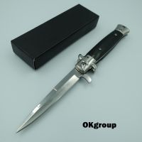 OKgroup NB003-BLACK and BROWN... Folding knife Italian stiletto knife มีดพับพกพา มีดพกพา มีดเดินป่า มีดแคมป์ปิ้ง ยาว 9.0 นิ้ว