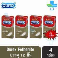 Durex Fetherlite ดูเร็กซ์ เฟเธอร์ไลท์ ขนาด 52.5 มม บรรจุ 12 ชิ้น [4 กล่อง] ถุงยางอนามัย ผิวเรียบ condom ถุงยาง