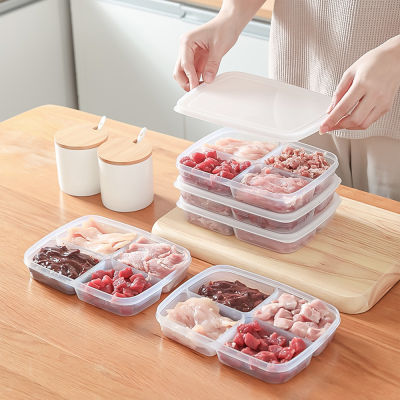 【Free Shipping】4ช่องสำหรับกล่องเก็บผลไม้อาหารตู้แช่เย็นแบบพกพาที่เก็บไว้ในตู้เย็นช่องเล็กสำหรับใส่เนื้อหอมขิงกรอบใส