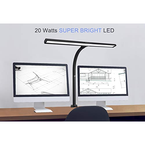 Monitor PHIVE LED Desk Lamp 5 Brightness Levels Studio 15W Super Bright Extra Wide Area Drafting Work Light 4 Color Modes Great for Workbench Architect Clamp Task Table Lamp Reading Office