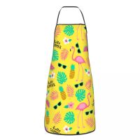 Unisex Flamingos Leaves Kitchen Chef Cooking Baking Apron Women Men Tropical Pineapple Pattern Tablier Cuisine for Painting