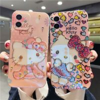 การ์ตูนน่ารัก Hello Kitty Love Heart Kimono 3D เพชรโทรศัพท์มือถือสำหรับ iPhone 14 Pro Max 14 Plus 13 Pro Max 13 12 Pro Max 12 Mini Anti-Fall กันกระแทก Hello Kitty นุ่มปกหลังสำหรับ iPhone 11 Pro Max เคสฝาหลังลาย Hello Kitty,รุ่น X Xr Xs 8 7 Plus SE