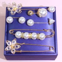 【CW】 6 Piece Imitation Brooch Women 39;s Anti Exposure Neckline Pin With Rhinestone