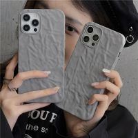 [COD] Personality wrinkled texture gray iPhone 12/13Pro max mobile phone case suitable for 8plus soft XR/XS