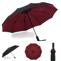 Womens Double Layer Windproof Automatic Umbrella Female Male Ten Bone Three Folding Mens Umbrella Large Rain Business Parasol