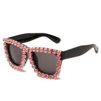 Square frame color diamond shiny night stage stage glasses props bar birthday paty tide wedding photo sunglasses 〖WYUE〗