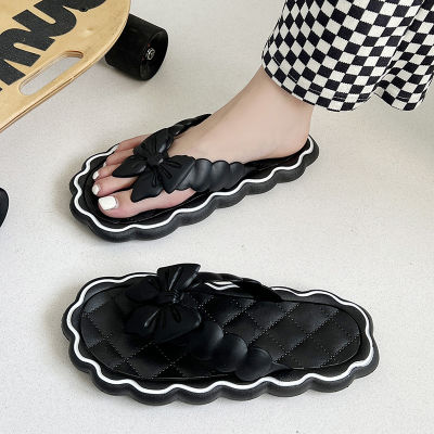 shenghao รองเท้าฟลิปฟล็อปแฟชั่นกันลื่นติดโบว์สำหรับผู้หญิงรองเท้าแฟชั่นฤดูร้อน