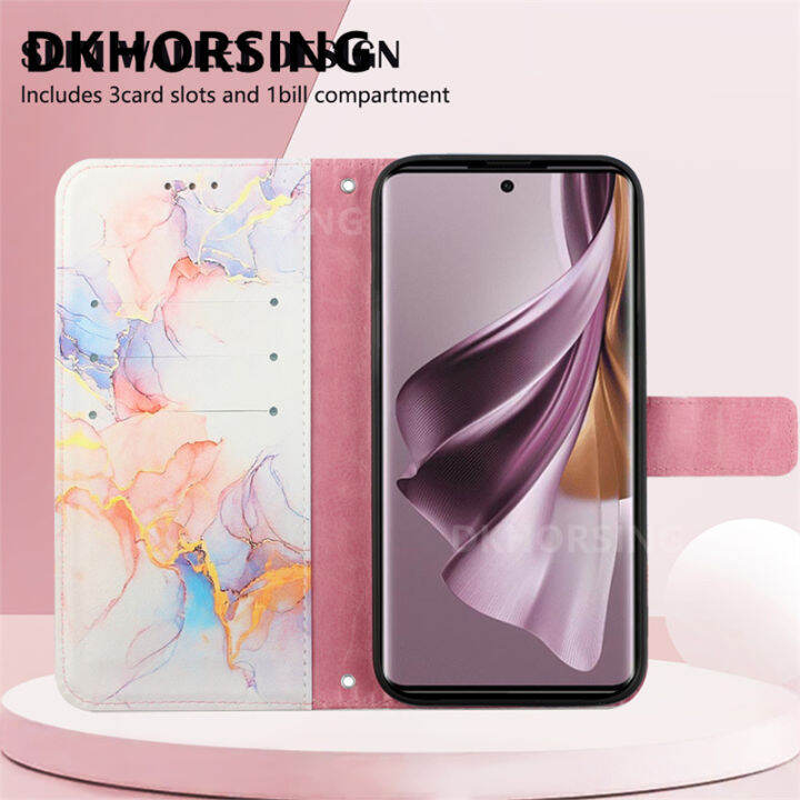 dkhorsing-เคสโทรศัพท์มีกระเป๋าเงินแบบฝาพับสำหรับ-oppo-reno-10-reno-10-pro-2023ใหม่ผิวลาย-pu-หนังหินอ่อนรู้สึกปลอกอ่อน-oppo-reno-5g-กระเป๋าสตางค์การ์ดยืดแบบพกพากันกระแทกด้านหลังกระเป๋าครอบ-oppo-reno-10