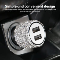 Dual USB Car Charger Car Charger 12V-24V Dual Port Bling Crystal Car Charging Adapter Car Decors