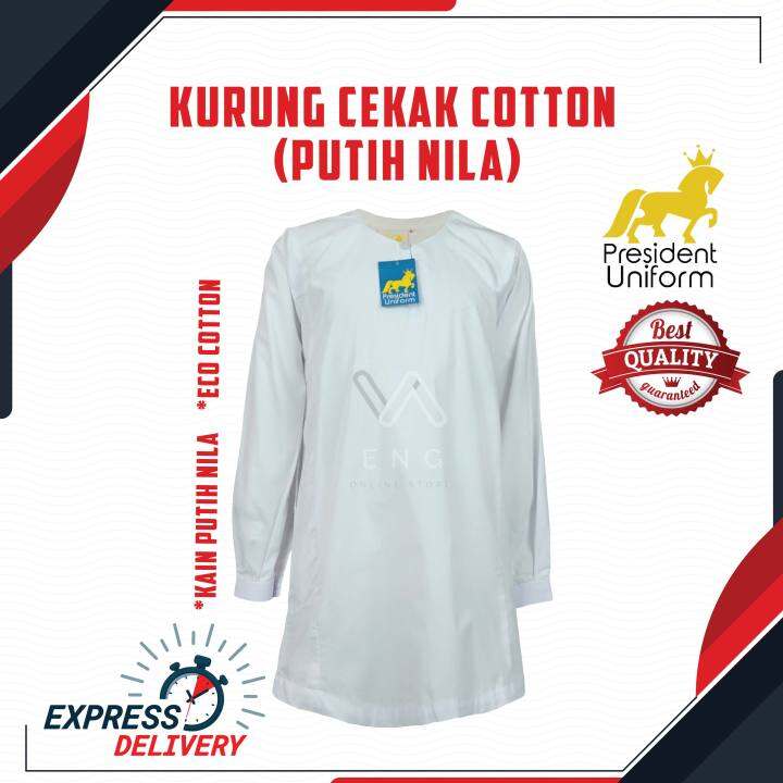 BAJU KURUNG CEKAK PUTIH SEKOLAH ( COTTON GRADE A ) PUTIH NILA / PU012