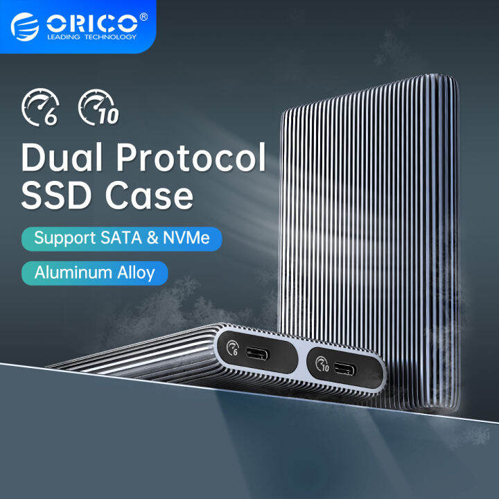 Dual Bay NVMe Enclosure ORICO Dual Protocol Hard Drive SSD Case With ...