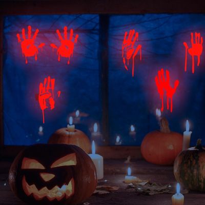 [COD] Cross-border luminous blood handprints and footprints stains luminescent wall stickers holiday decoration window self-adhesive fluorescent