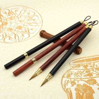 [Small regular script pen with pen cover] 100 high-grade sandalwood rod calligraphy writing brush with small regular script