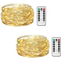 8 Modes Remote Controller String Lights 100LED Timer Function Silver Wire Outdoor LED Fairy String Lights Battery Operated Light